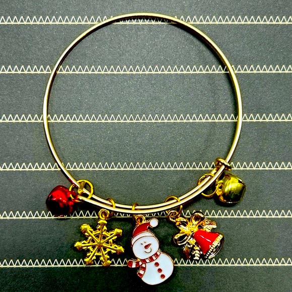 Handmade Christmas Bangle & Jingle Bell Charm Bracelet!